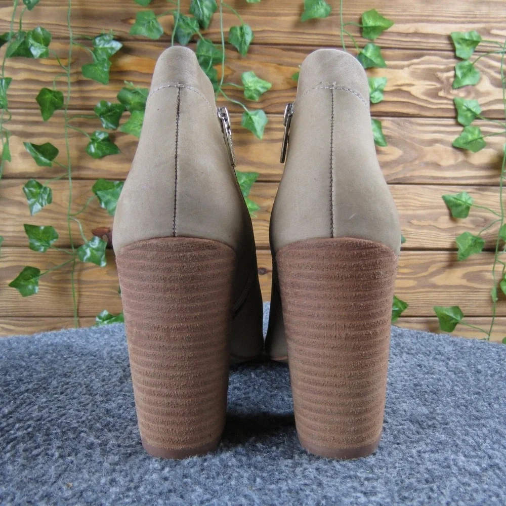 Vince Camuto Fedrilla Women's 6.5 Taupe Suede Open-Toe Bootie Block Heel‎ Chic